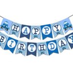 Blue Happy Birthday Banner Party Supplies For Kids and Adults Truck Themed Party Decorations