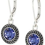 Napier “Color Declaration” Silver-Tone Tanzanite Swarovski Leverback Drop Earrings