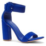 Herstyle Rumors Women’s Fashion Chunky Heel Sandal Open Toe Wedding Pumps with Buckle Ankle Strap Evening Party Shoes Royal Blue 9.0