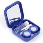 Adecco LLC Portable Contact Lens Case Travel Kit Mirror +bottle + tweezers Container Holder (blue)