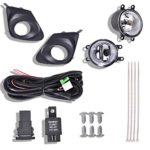 shamoluotuo Clear Fog Lights Kit for 2011 2012 2013 Toyota Corolla Kit w/ Chrome Cover Black Bezel Wiring Switch Bulbs Left & Right Bumper Driving Lamps OEM Requirements Assembly (White)