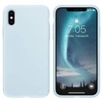 OUXUL Case for iPhone X/iPhone Xs 5.8 inch Liquid Silicone Gel Rubber Phone Case, Full Body Slim Soft Microfiber Lining Cushion Shockproof Protective Case Compatible with iPhone X/iPhone Xs(Blue Grey)