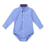 Agoky Infant Baby Boys Long Sleeves Summer Spring Autumen Plaid Shirt Romper Jumpsuit Light Blue 9 Months