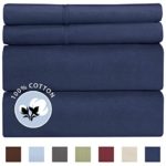 100% Cotton King Sheets Navy Blue (4pc) Silky Smooth, Cooling 400 Thread Count Long Staple Combed Cotton King Sheet Set – 400TC High Thread Count King Sheets – King Bed Sheets All Cotton 100% Cotton