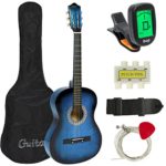 Best Choice Products 38in Beginner Acoustic Guitar Starter Kit w/Case, Strap, Tuner, Pick, Strings – Blue