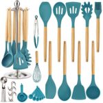 Silicone Kitchen Cooking Utensil Set, EAGMAK 16PCS Kitchen Utensils Spatula Set with Stainless Steel Stand for Nonstick Cookware, BPA Free Non Toxic Cooking Utensils, Kitchen Tools Gift (Dark Blue)