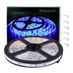 GuoTonG Blue LED Strip Lights, Waterproof cuttable 300 SMD 2835 LED, 2000K 12V 16.4ft/5m Tape, Flexible Ribbon, Kitchen Cabinet Lighting