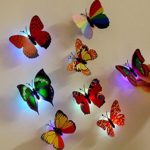 Emptystar Wall Stickers for Bedroom – 10 Pcs 3D Butterfly Wall Stickers with LED Lights for Ceiling and Wall Decals, Perfect for Kids Bedding Room or Party Birthday Gift