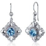 Peora Swiss Blue Topaz Dangle Earrings Sterling Silver Victorian Style
