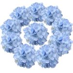 Flojery Silk Hydrangea Heads Artificial Flowers Heads with Stems for Home Wedding Decor,Pack of 10 (Blue)