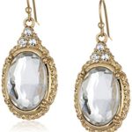 1928 Jewelry Crystal Oval Drop Earrings