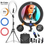 Ring Light with Wireless Remote Controller, Pixel 19 inch Pro Vlogging Light with LCD Display Bi-Color 60W 3000K-5800K CRI?97 & TLCI ?99 with 3 Color Filters for YouTube, Twitch and Facebook Live