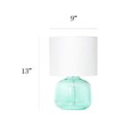 Simple Designs LT2064-AOW Glass Raindrop Fabric Shade Table Lamp, Aqua/White