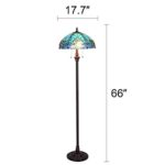 Cotoss Tiffany Style Floor Light, 2-Light Tiffany Pole Lamp, 18 Inch Wide Tiffany Floor Lamp, Blue Victorian Stained Glass Floor Lamps, Standing Lamp, Leaded Glass Floor Lamp