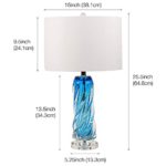 Table Lamp 26″ Blue Glass Desk Table Lamps | Hand-Crafted Twist Crystal Lamp for Bedroom Study and Living Room