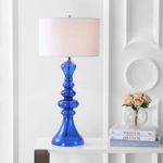 JONATHAN Y JYL4012D Madeline 35″ Curved Glass LED Table Lamp Contemporary,Transitional for Bedroom, Living Room, Office, College Dorm, Coffee Table, Bookcase, Cobalt