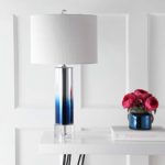 JONATHAN Y JYL1069A Edward 27″ Glass/Crystal LED Lamp Contemporary for Bedroom,Living Room,Office,College Dorm,Coffee Table,Bookcase, Blue