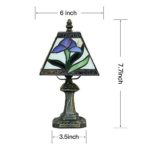 Tiffany Stained Glass Table Lamp with Square Shade and a Colorful Blue Iris Floral Design. Includes an Antique Brass Finish Metal Lamp Base. The Perfect Gift for Any Loved-one, Kitchen AphroditeL
