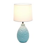 Simple Designs Home LT2003-BLU Texturized Stucco Ceramic Oval Table Lamp, Blue