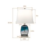 Maxax Modern USB Glass Table Lamps Set of 2 with White Shade for Living Room Bedroom,Blue&Clear Finish
