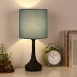 Table Lamps Set of 2 Bedside Lamp Nightstand Desk Modern Lamps 2 Pack with Black Metal Base and Blue Fabric Shade for Bedroom Living Room Office and Dorm