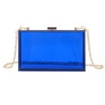 WEDDINGHELPER Women Crossbody Shoulder Bag Evening Clutch Purse Acrylic Clear Jelly Box with 2 Removable Chain Purse?Blue?