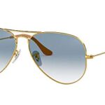 Ray-Ban RB3025 Classic Aviator Sunglasses, Gold/Clear Gradient Blue, 55 mm
