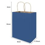 bagmad 100 Pack 8×4.75×10 inch Medium Blue Gift Paper Bags with Handles Bulk, Kraft Bags, Craft Grocery Shopping Retail Party Favors Wedding Bags Sacks (Blue, 100pcs)