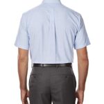 Van Heusen Men’s Short Sleeve Dress Shirt Regular Fit Oxford Solid, Blue, Large