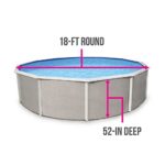 Blue Wave Belize 18-Feet Round 52-Inch Deep 6-Inch Top Rail Metal Wall Swimming Pool Package