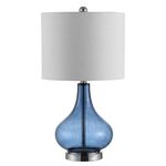 Safavieh Lighting Collection Brooks Blue Glass 24-inch Bedroom Living Room Home Office Desk Nightstand Table Lamp (LED Bulb Included)