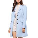Allegra K Women’s Notched Lapel Single Breasted Outwear Winter Coat Medium Blue