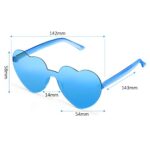 Maxdot 5 Pieces Heart Shaped Rimless Sunglasses Tinted Heart Glasses Eyewear for Wedding Party Women Girls (Blue)