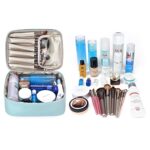 Narwey Travel Makeup Bag Large Cosmetic Bag Makeup Case Organizer for Women (Sky Blue)