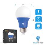 Bluex Bulbs 2 Pack Bluex LED A19 Light Bulb – 9W (60Watt Equivalent) – E26 Base Blue LED Blue Bulb, Party Decoration, Porch, Home Lighting, Holiday Lighting, Decorative Illumination (Blue)
