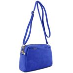 FashionPuzzle Triple Zip Small Crossbody Bag (Royal Blue)
