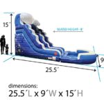 Inflatable Water Slides – Backyard Inflatable Water Slides with Splash Pool – Blue Wave Slide with Water Pool Complete with Blower, and Stakes – 25.5′ x 9′ – 15′ Tall Slide
