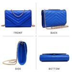 Dasein Women Small Quilted Crossbody Bags Stylish Designer Evening Bag Clutch Purses and Handbags with Chain Shoulder Strap (Royal Blue)