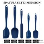 HOTEC Food Grade Silicone Rubber Spatula Set Kitchen Utensils for Baking, Cooking, and Mixing High Heat Resistant Non Stick Dishwasher Safe BPA-Free Classic Blue Set of 5