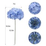 Alishomtll 5 Pcs Hydrangea Artificial Flowers with Removable Stems Full Silk Hydrangea Heads for Home Decor, Fake Faux Hydrangea Flowers for Wedding Centerpieces Party DIY Project (Blue)