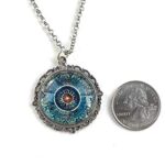 Blue Mandala Necklace – Bohemian Pendant for Women – Handmade Meditation Jewelry