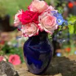 Floral Supply Online 8″ Cobalt Blue 999 Rose Vase and Flower Guide Booklet – Decorative Glass Flower Vase for Floral Arrangements, Weddings, Home Decor or Office.