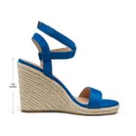 DREAM PAIRS Womens Open Toe Espadrilles Dressy Platform Sandals Buckle Ankle Strap Stylish Wedges Sandals SDPW2211W Blue/Suede, Size 8.5