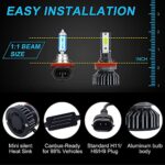 Duo Lu Tong H11/H8/H9 Blue LED Headlight Bulb, 8000K Super Bright LED Bulbs with Cooling Fan, 14000LM High or Low Beam Fog Lights Conversion Kit Super IP68 Waterproof, Pack of 2