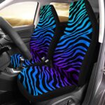 PORDYMOR Blue Neon Zebra Print Front Car Seat Covers, Auto Seat Covers Set of 2, Universal Fit Most Vehicle, Cars, Sedan, Truck, SUV, Van