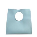 HOXIS Vintage Minimalist Style Soft Pu Leather Handbag Clutch Small Tote (Sea Blue)