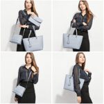Handbags for Women Tote Bag Shoulder Bags Fashion Satchel Top Handle Structured Purse Set Designer Purses 3PCS PU Stand Gift Light Blue