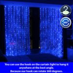 HXWEIYE 300LED Blue Fairy Curtain Lights with Remote 8 Modes Timer for Bedroom, 9.8×9.8Ft USB Plug in Christmas Fairy Hanging String Lights for Outdoor, Weddings, Party, Garden, Wall, Decorations