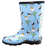 Sloggers Waterproof Garden Rain Boots for Women – Cute Mid-Calf Mud & Muck Boots with Premium Comfort Support Insole, (Bee Light Blue), (Size 9)