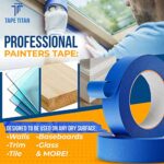 Tape Titan Premium Blue Painters Tape,10 Bulk Pack Scotch Masking Tape 1 inch x Total 550 yards | Pro Packing Tape for Art,Office&Wall Painting Supplies | Removable Tape with Adhesion on Multi-Surface